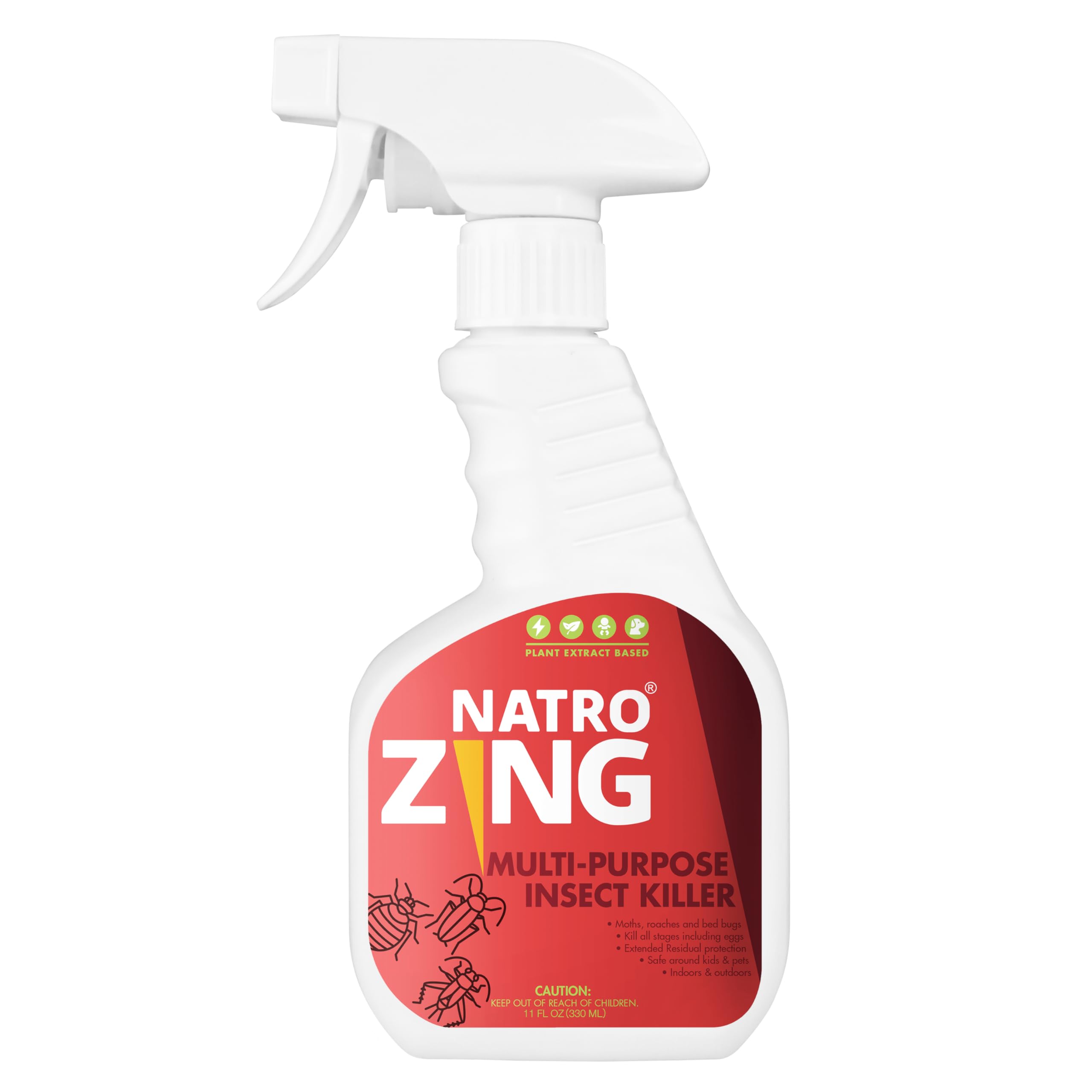 NatroZing Multi-Purpose Insect Killer 11 OZ, Pest Control Spray Indoor, Kills & Repels Fruit Flies Gnats Moths Spiders for Home, Lasting Prevention, Plant Extract Based Non-Toxic, Child & Pet Safe