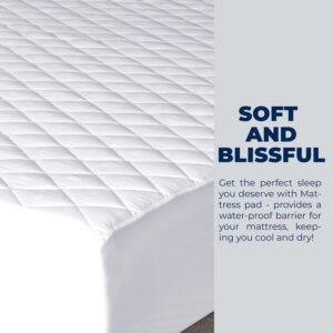 Karin Maki Quilted Fitted Twin Mattress Pad - Elastic Fitted Upto 15” Deep Pocket Mattress Protector Cooling Breathable Fluffy Soft Bed Mattress Cover - Machine Washable Mattress Topper