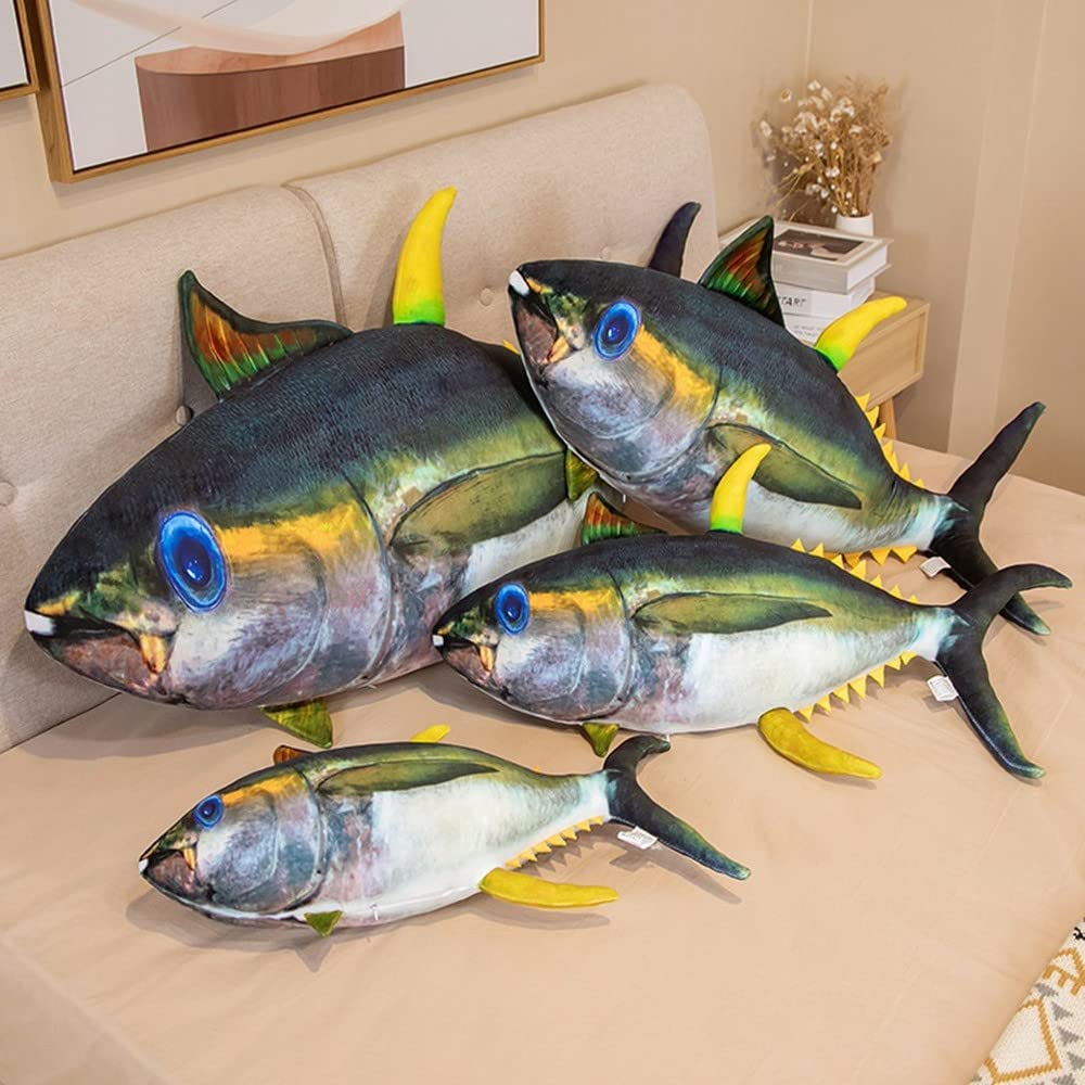 TONGMAN 20” Realistic Tuna Fish Plush Toy, Super Soft Plush Dolls Stuffed Toys, Plush Toy Marine Animal Plush Toy Plush Doll Gift (Fish Shaped Pillow 20 Inches)