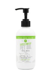 sfh super omega 3 + mct pet oil | fish oil + coconut oil | for all pets | increases energy, supports skin, coat, joint, heart, and immune system health | liquid form easy to dispense (8 oz)