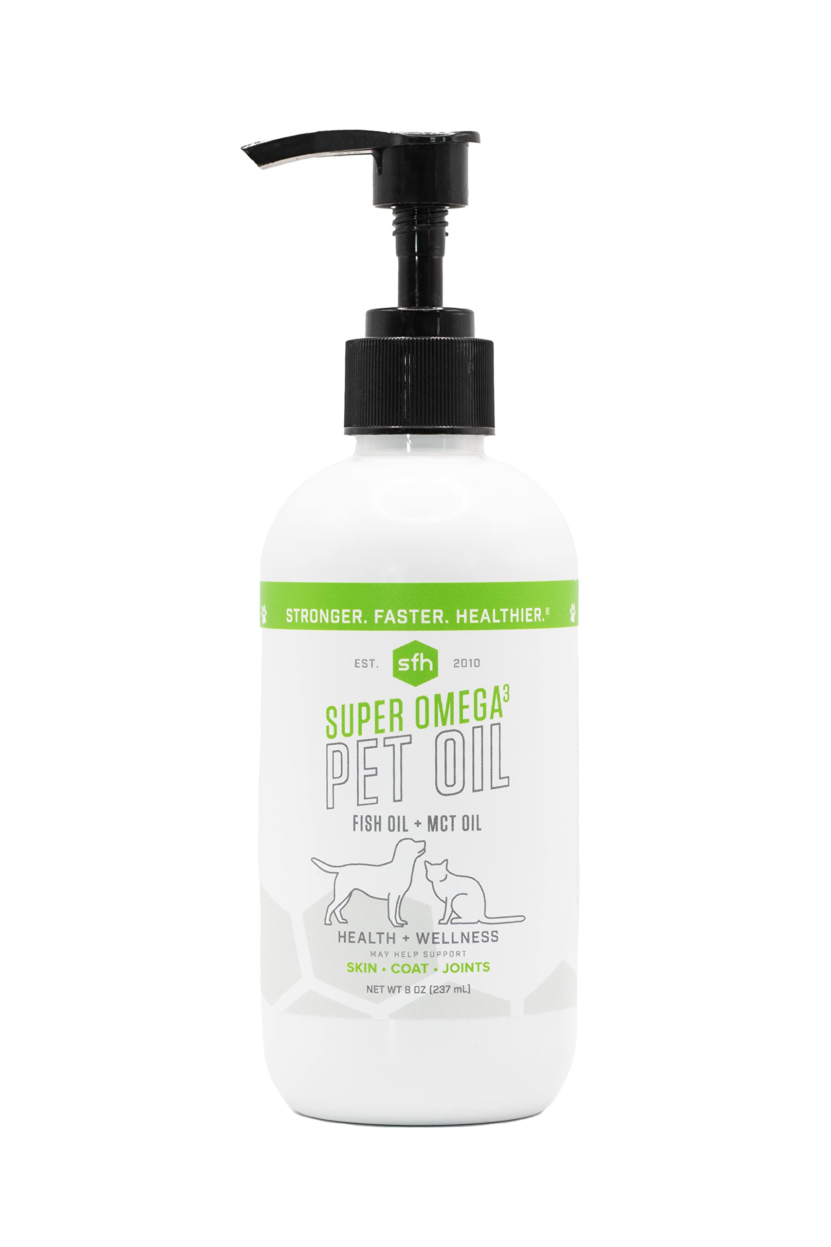 SFH Super Omega 3 + MCT Pet Oil | Fish Oil + Coconut Oil | for All Pets | Increases Energy, Supports Skin, Coat, Joint, Heart, and Immune System Health | Liquid Form Easy to Dispense (8 oz)