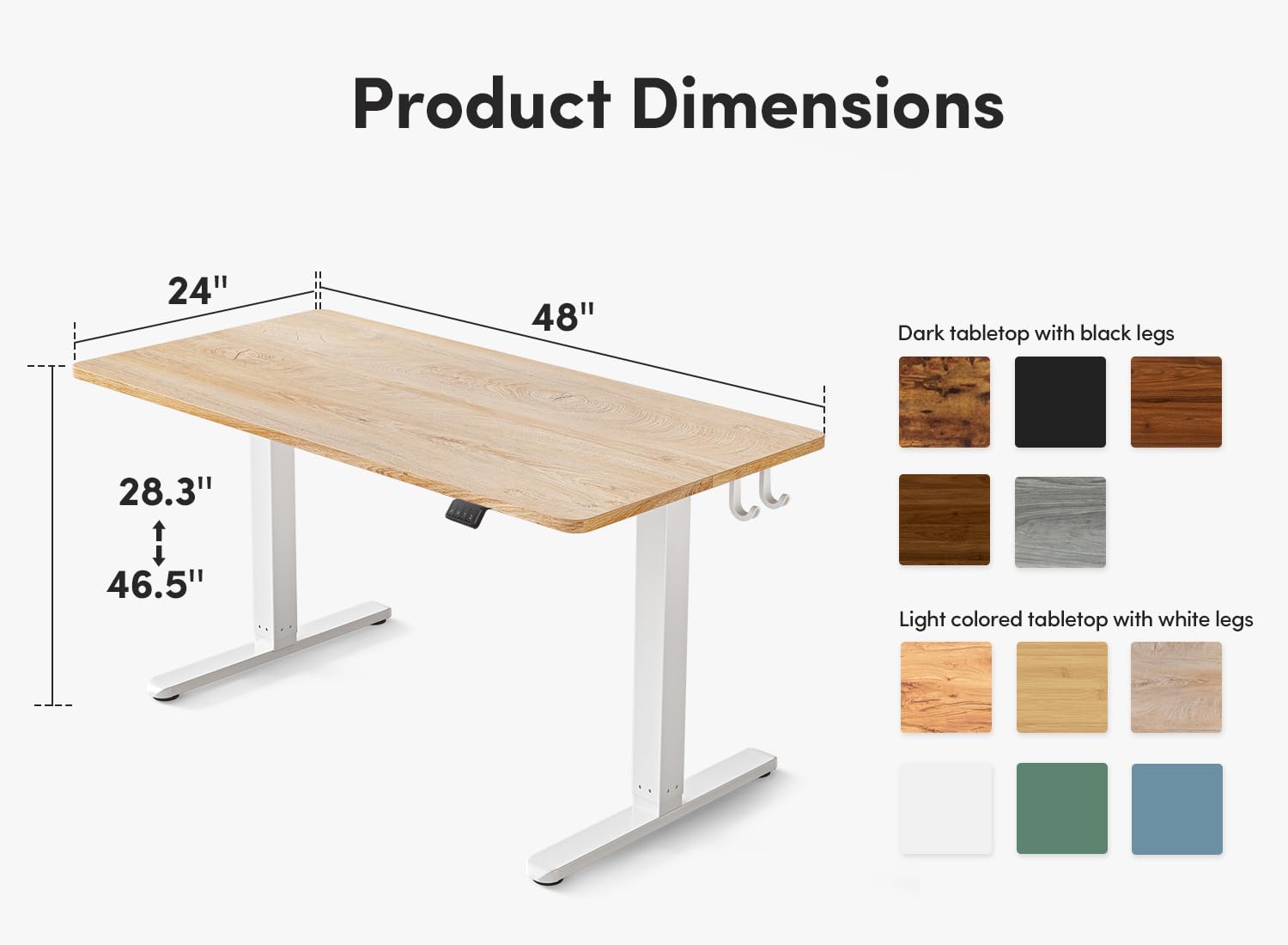 FEZIBO Electric Standing Desk, 48 x 24 Inches Height Adjustable Stand up Desk, Sit Stand Home Office Desk, Computer Desk, Maple