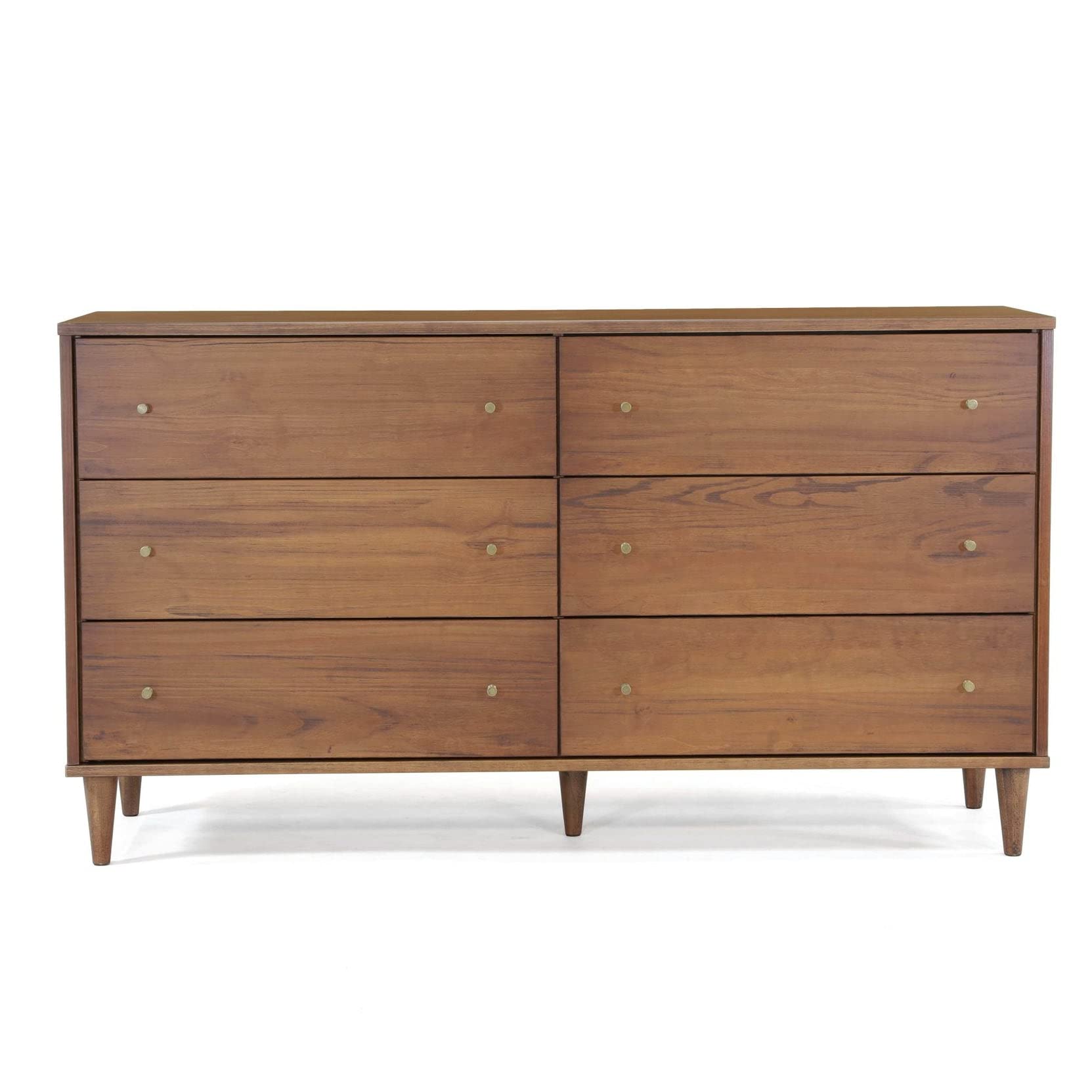 Grain Wood Furniture Mid Century 6-Drawer Dresser, Brushed Walnut