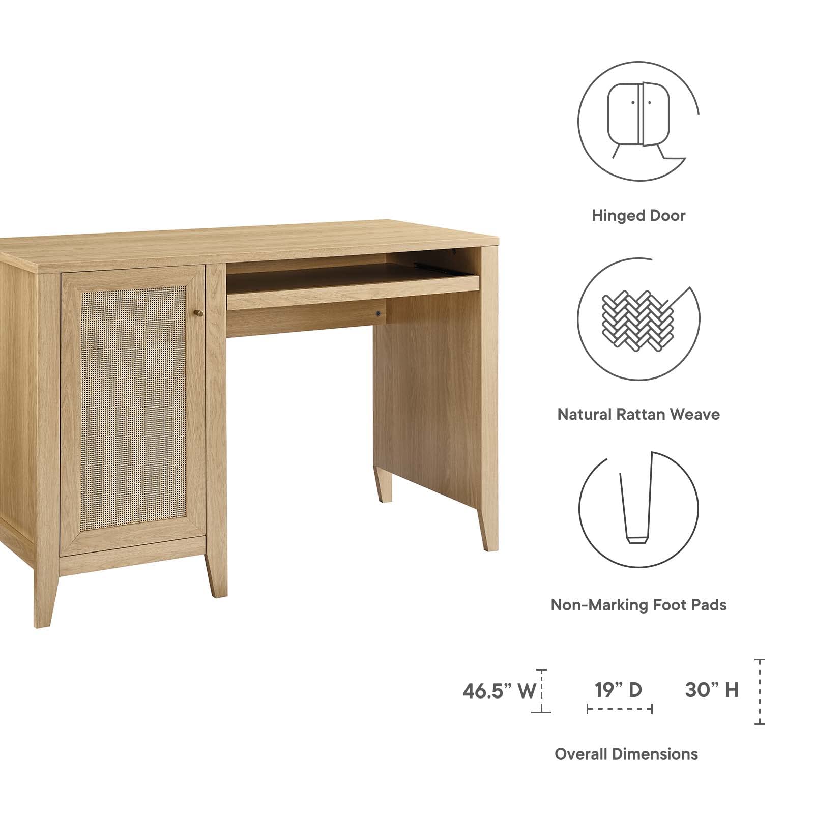 Modway Soma Desk, Oak, 47"