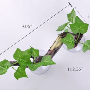 IBWell Resin Reptile Corner Branch Terrarium Plant Decoration with Suction Cup for Amphibian Lizard Snake Climbing Ornament