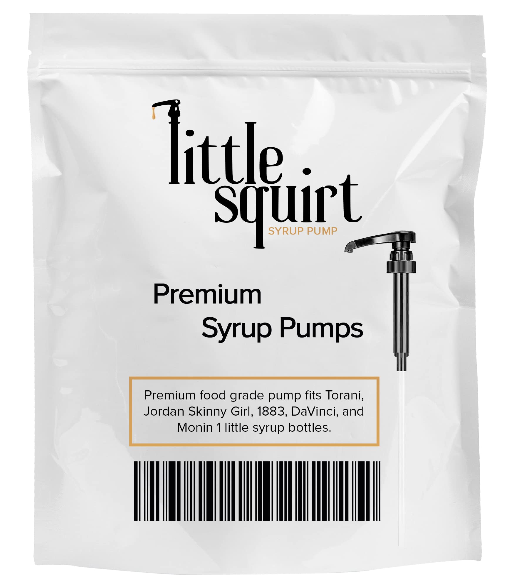 8-Pack Gold Little Squirt Syrup Pumps for Coffee Syrup Bottles, Fits 750ml 25.4oz Torani, Skinny, DaVinci Bottles, Coffee Syrup Dispenser for Coffee Bar