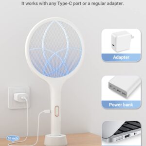 YISSVIC Electric Fly Swatter 4000V Bug Zapper Racket Dual Modes Mosquito Killer with Purple Mosquito Light Rechargeable for Indoor Home Office Backyard Patio Camping