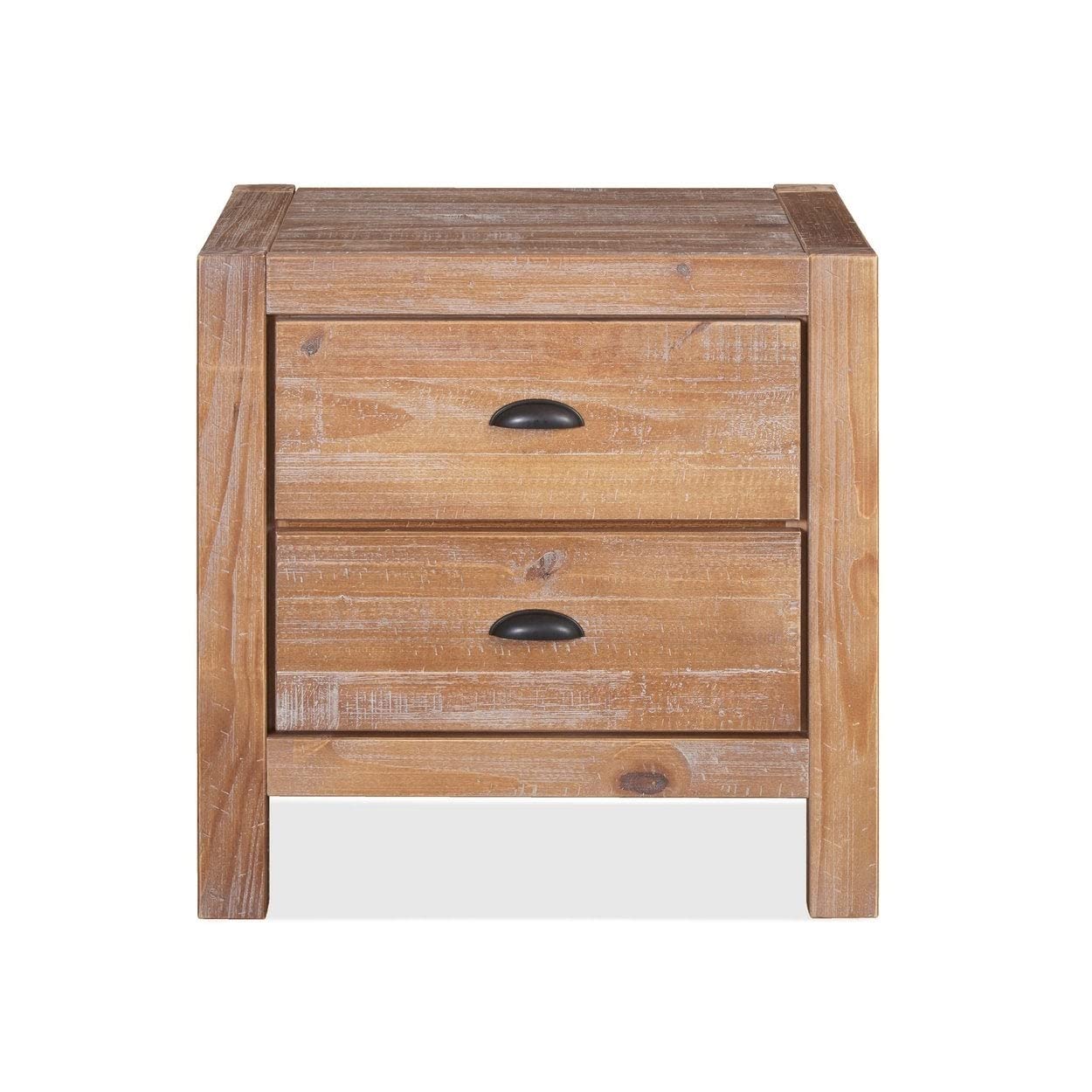 Grain Wood Furniture Montauk 2-Drawer Bedside Nightstand, Solid Wood with Rustic Walnut Finish