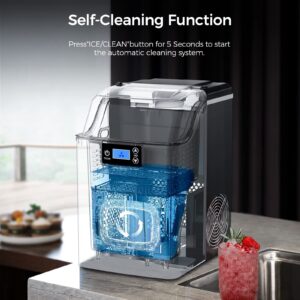 Xbeauty Nugget Ice Maker Countertop, Pebble Ice Maker Machine with Self-Cleaning, Chewable Pellet Ice/44Lbs Day/24Hrs Timer, Portable Ice Maker for Home/Kitchen/Office/Bar/Party, Black