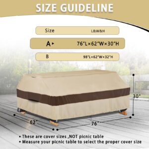 YANSHILEI Outdoor Picnic Table Cover Fits 6ft Rectangles Picnic Table Waterproof Protection, Waterproof Polyester Canvas Fitted Picnic Table Cover, Weatherproof Patio Table Covers (Khaki)