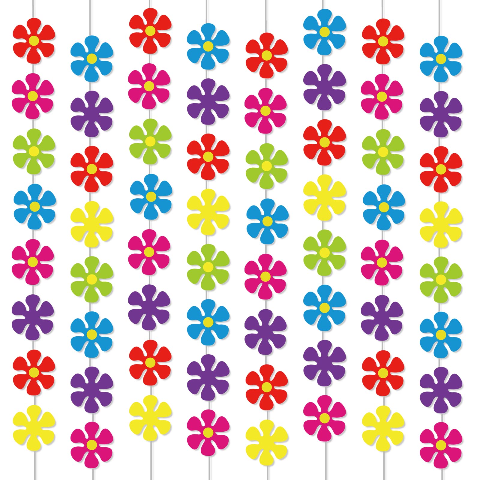 12 Packs Flower Paper Garland kit Decorations Spring Flower Paper Cutouts 60's Hippie Party Banners Groovy Hippie Hanging Swirl Peace and Love for Birthday Party Baby Shower Home Favor Supplies