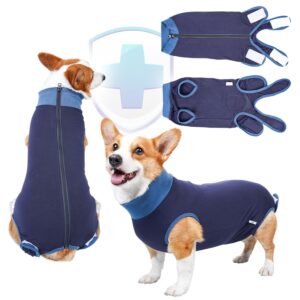 torjoy breathable dog surgery recovery suit for male/female, professional dog recovery onesie with zipper after spay abdominal wounds, anti licking cone e-collar alternative for small medium large dog