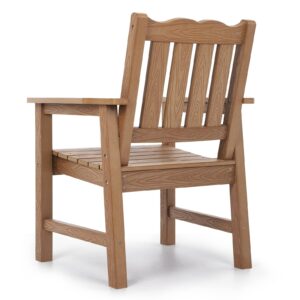 Stoog Patio Chair, All-Weather Outdoor Chairs with 400 lbs Weight Capacity, Looks Like Real Wood, for Patio, Deck, Pool and Backyard, Teak