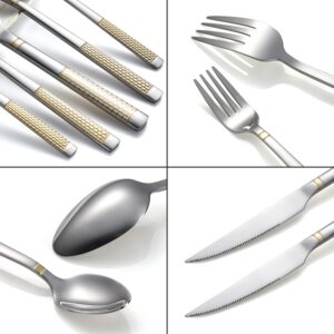 20-Piece Silverware Set Stainless Steel Flatware Set for 4 Kitchen Utensil Cutlery Sets Includes Forks Spoons Knives for Home Restaurant Hotel