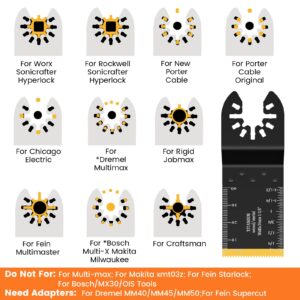 JTWEB 30PCS Oscillating Saw Blades Titanium Oscillating Multitool Blades, Universal Quick Release Multi Tool Blades Kits Wood and Metal Plastics Cutting for Bosch Ryobi Milwaukee Fein