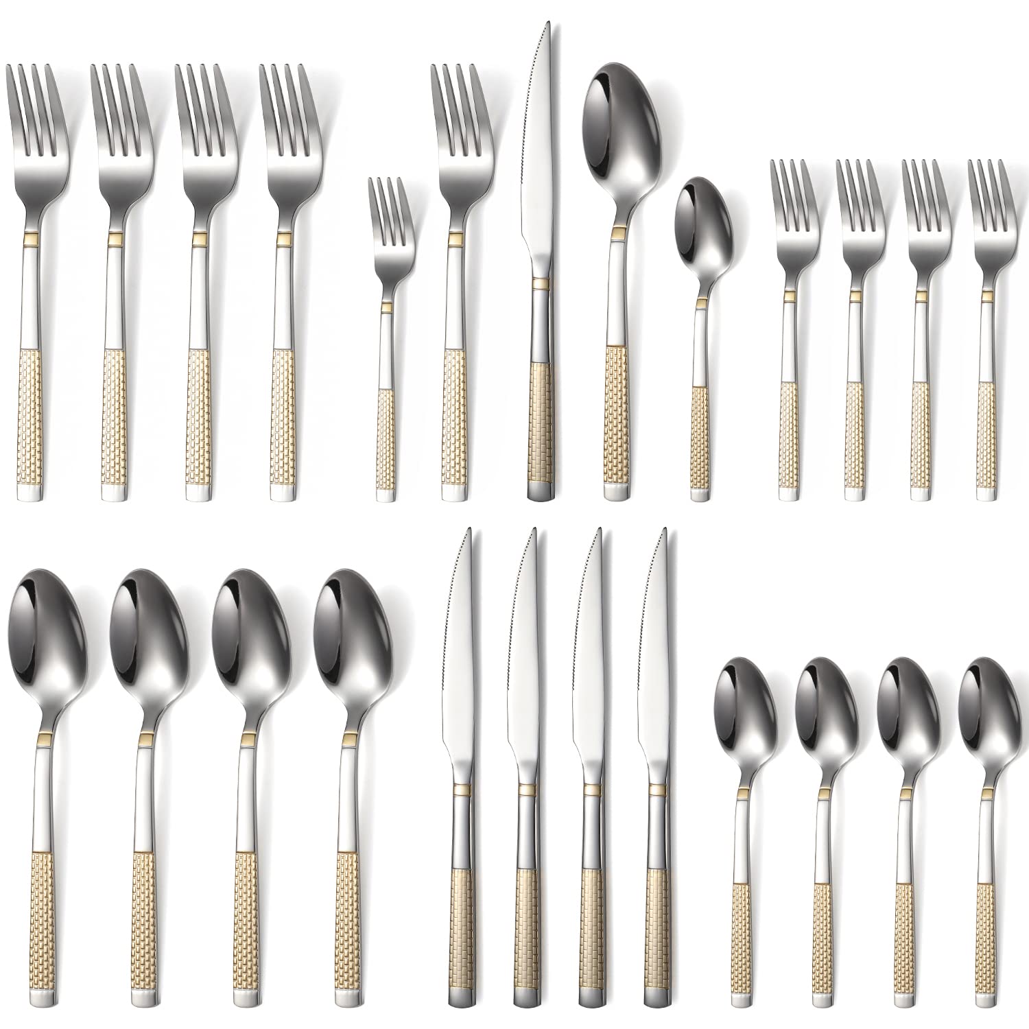 20-Piece Silverware Set Stainless Steel Flatware Set for 4 Kitchen Utensil Cutlery Sets Includes Forks Spoons Knives for Home Restaurant Hotel