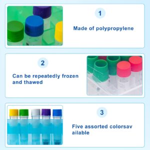 CryoKing 2in 25 Well PP Cryogenic Boxes, Microtube Storage Box, Tube Laboratory Storage Freezer Boxes, 5 Pcs