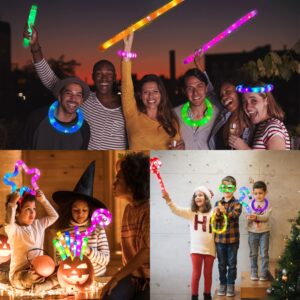 24-Pack Christmas Light Up Glow Sticks Fidget Pop Tubes Kids Party Favors Toddler Sensory Toys Bulk, Goodie Bag Stuffer Fillers, Birthday Return Gifts Treat Prizes, LED Glow in The Dark Party Supplies