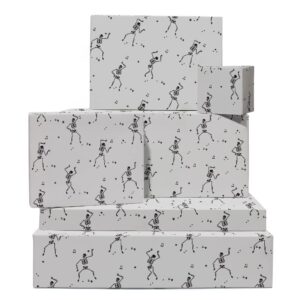 central 23 gray wrapping paper - dancing skeletons - halloween wrapping paper - spooky - goth - comes with fun stickers - recyclable