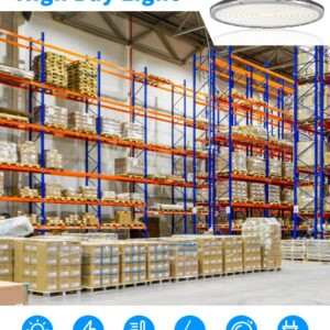 LED High Bay Light 150W, 22500LM LED Shop Light with US Plug 5' Cable, 5000K Daylight UFO LED High Bay Lights, IP65 Commercial Warehouse Light, Super Bright Area Bay Lighting for Garage Barn Workshop