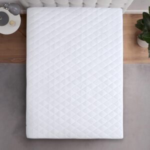 Karin Maki Quilted Fitted Twin Mattress Pad - Elastic Fitted Upto 15” Deep Pocket Mattress Protector Cooling Breathable Fluffy Soft Bed Mattress Cover - Machine Washable Mattress Topper