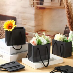 Yexiya Extra Small Black Gift Bags 3.94 x 4.72 x 2.36 Inch Paper Gift Bags with Handle Mini Gift Wrap for Present Craft Party Favor(24 Pcs)