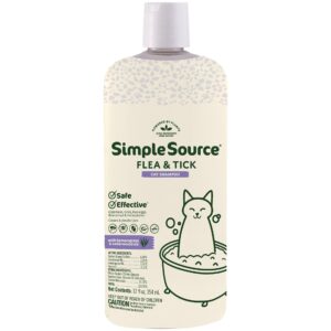 simplesource® flea & tick shampoo for cats, powered by plants, kills fleas, flea eggs, flea larvae, ticks, & mosquitos, cleans & deodorizes, 12oz bottle