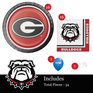 University of Georgia Party Supplies Bundle | University of Georgia Graduation Party Supplies | University of Georgia Tailgate Party Supplies (Pack for 16)