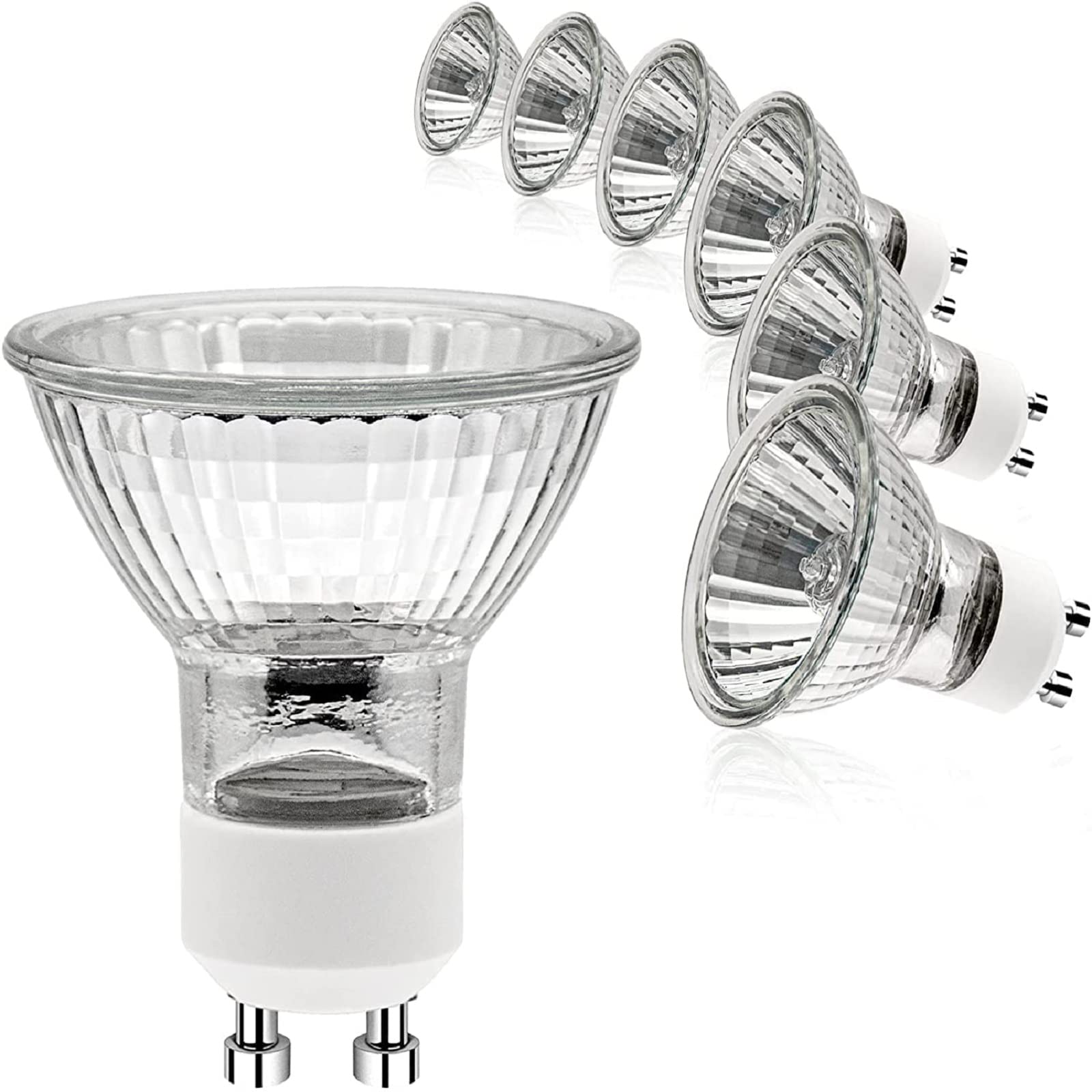 ETUOLMP GU10 Halogen Light Bulbs 2 Pin, 6 Pack GU10 Bulb Warm White, Dimmable GU10+C 120V 50W Bulb for Wax Warmer Bulbs, Track Light Bulbs, Range Hood Light Bulbs, Candle Warmer Light Bulbs