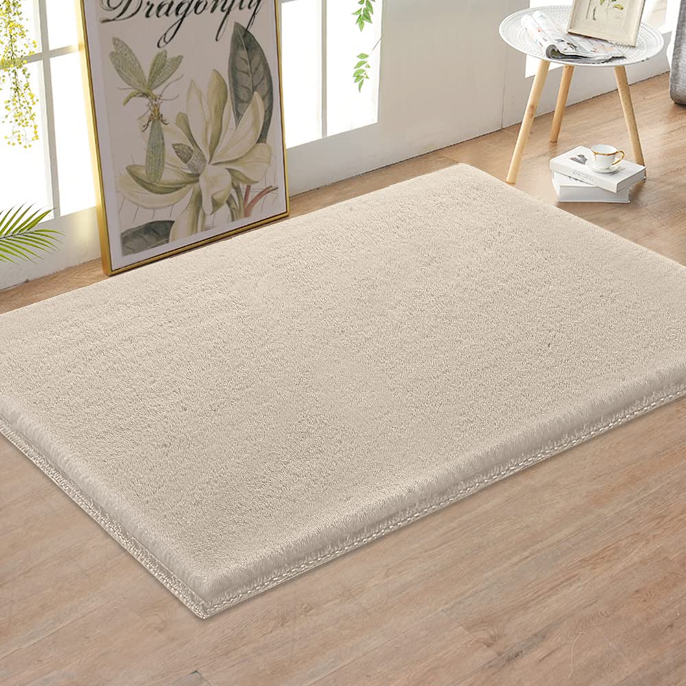 H.VERSAILTEX Area Rug Super Soft Faux Fur Rugs Carpets 2x3 Feet Furry Kids Room Nursery Rug Bedroom Living Room Carpet High Pile Throw Rug Shag Plush Rug for Dorm Room Teen Room Decor, French Oak