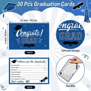 Funrous Large 2024 Graduation Card Box with 30 Pcs Advice Cards Gift Money Box Congrats Grad 3D Cap Top Card Holder Class of 2024 Card Box for College Graduation Party Supplies Decorations(Blue)