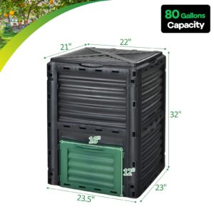 IRONMAX Garden Compost Bin, Outdoor 80 Gallon (300L) Composter, BPA Free Material & Easy Assembly, Composting Barrel for Fast Creation of Fertile Soil