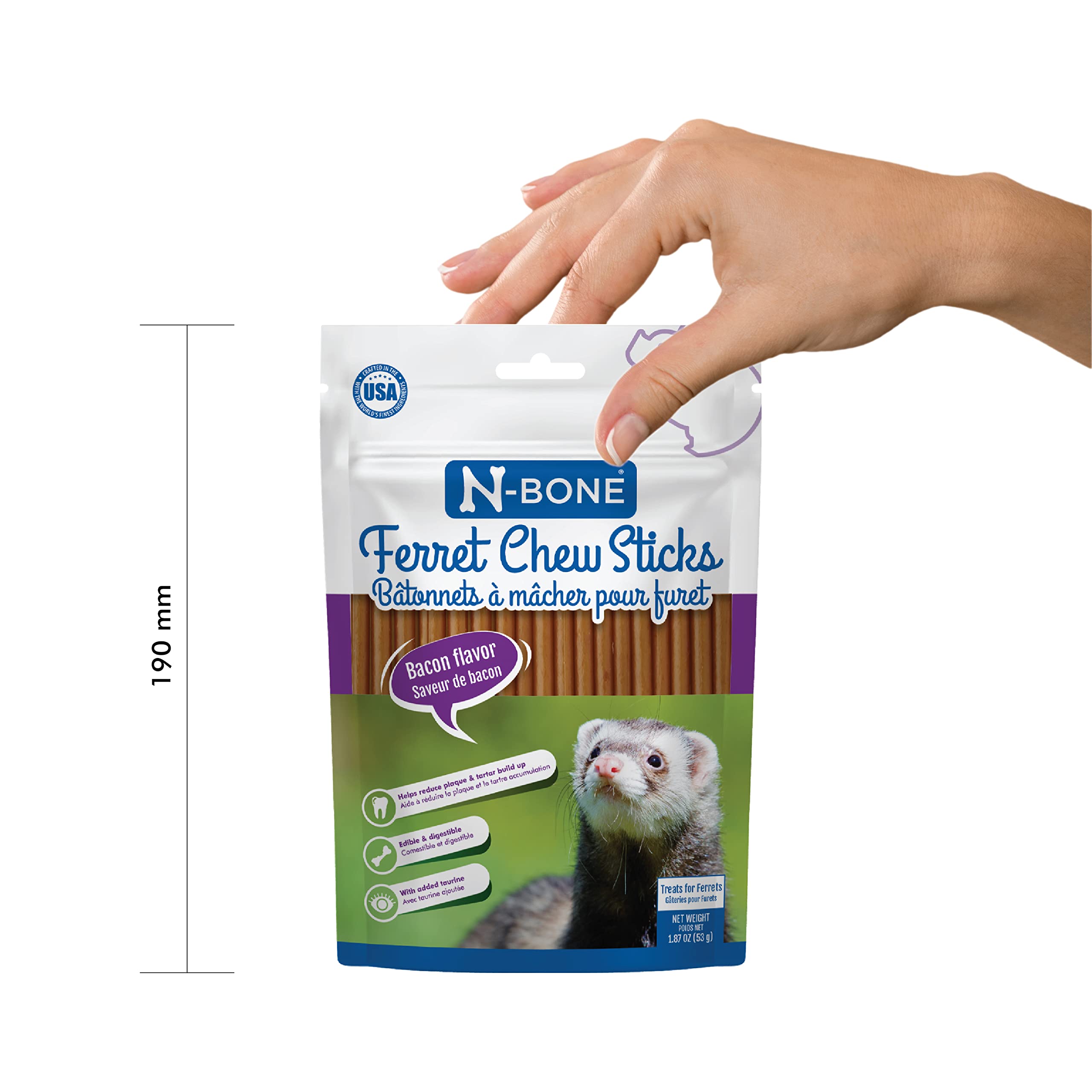 N-Bone Ferret Chew Sticks Bacon Flavor, 1.87-oz Bag