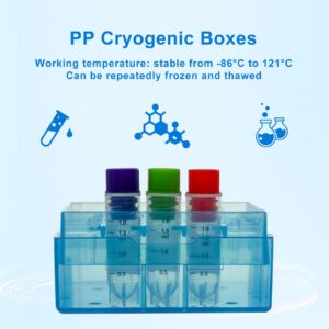 CryoKing 2in 25 Well PP Cryogenic Boxes, Microtube Storage Box, Tube Laboratory Storage Freezer Boxes, 5 Pcs