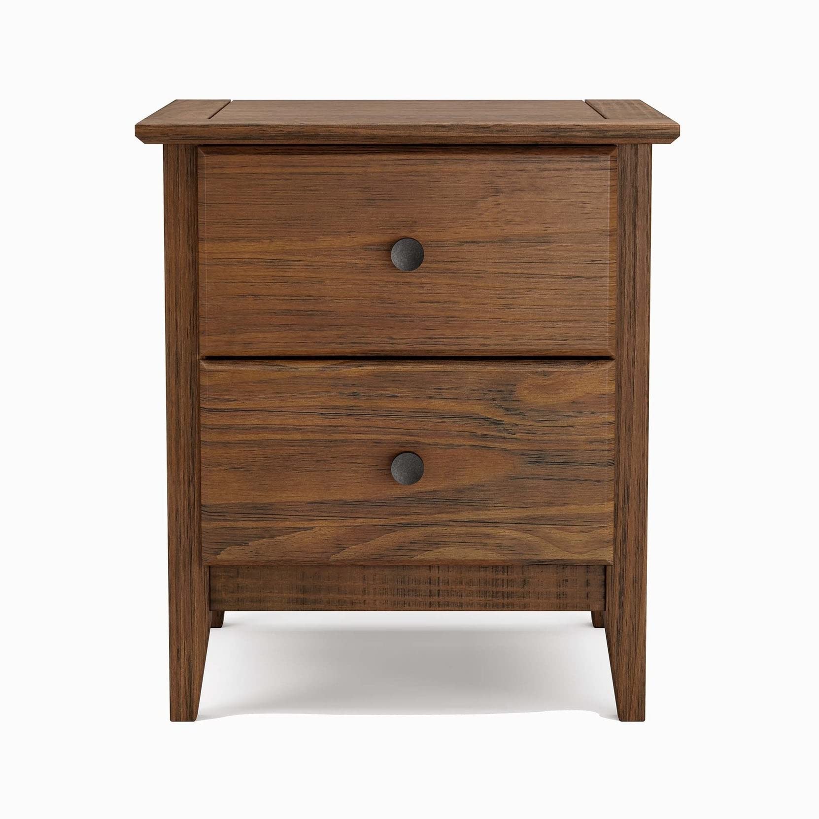 Grain Wood Furniture Greenport 2-Drawer Bedroom Nightstand, Solid Wood with Brushed Walnut Finish