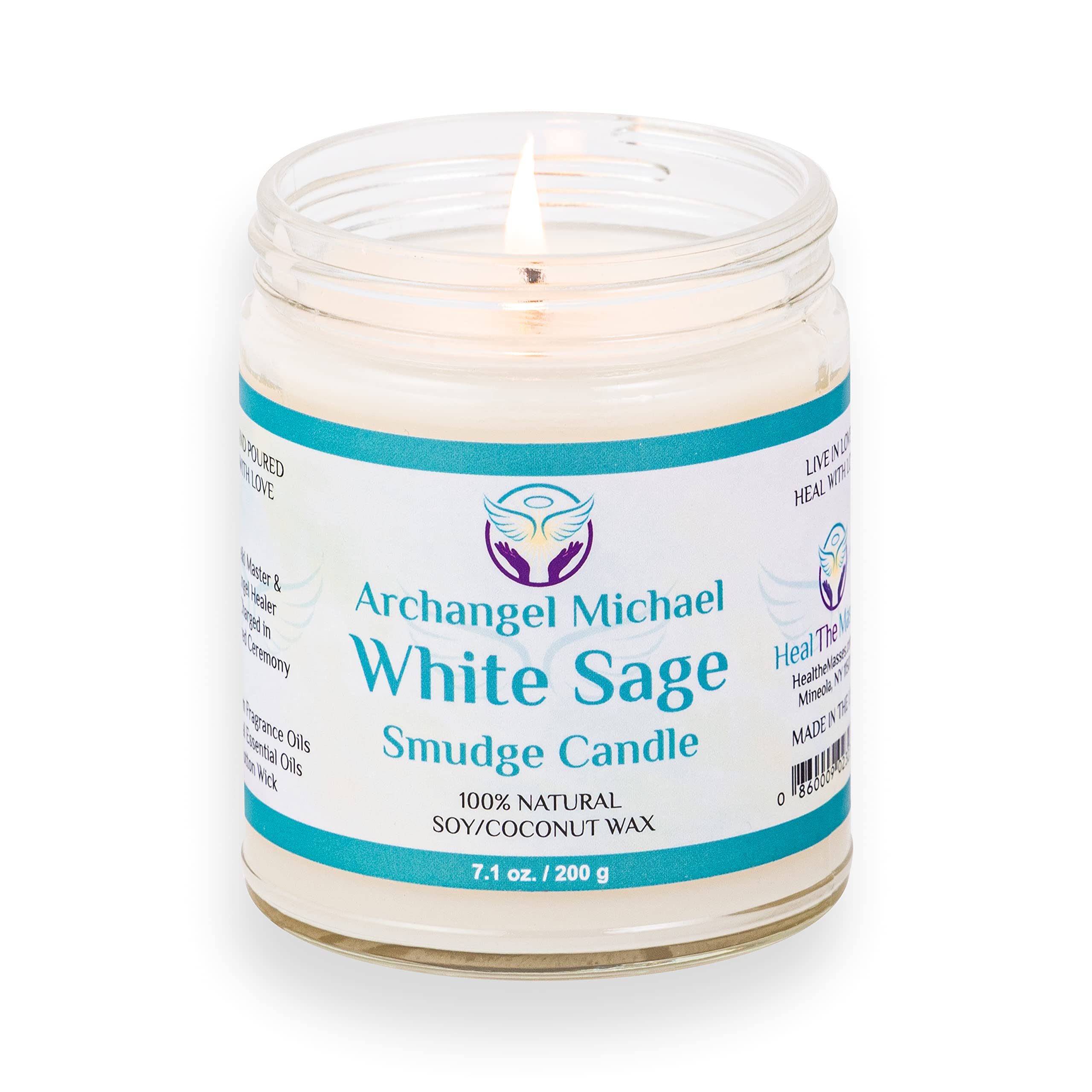 Heal The Masses White Sage Candles for Cleansing House Chakra Healing | Energy Cleansing Smudge Candle | Natural Aromatherapy Candle | Sage for Cleansing House Negative Energy (7 oz) (White Sage)