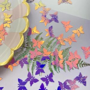 800 Pieces Holographic Butterfly Party Glitter PVC Confetti for Handicrafts, Card DIY, Engagement Wedding Bridal Shower Birthday Valentines Party Decorations (Purple)