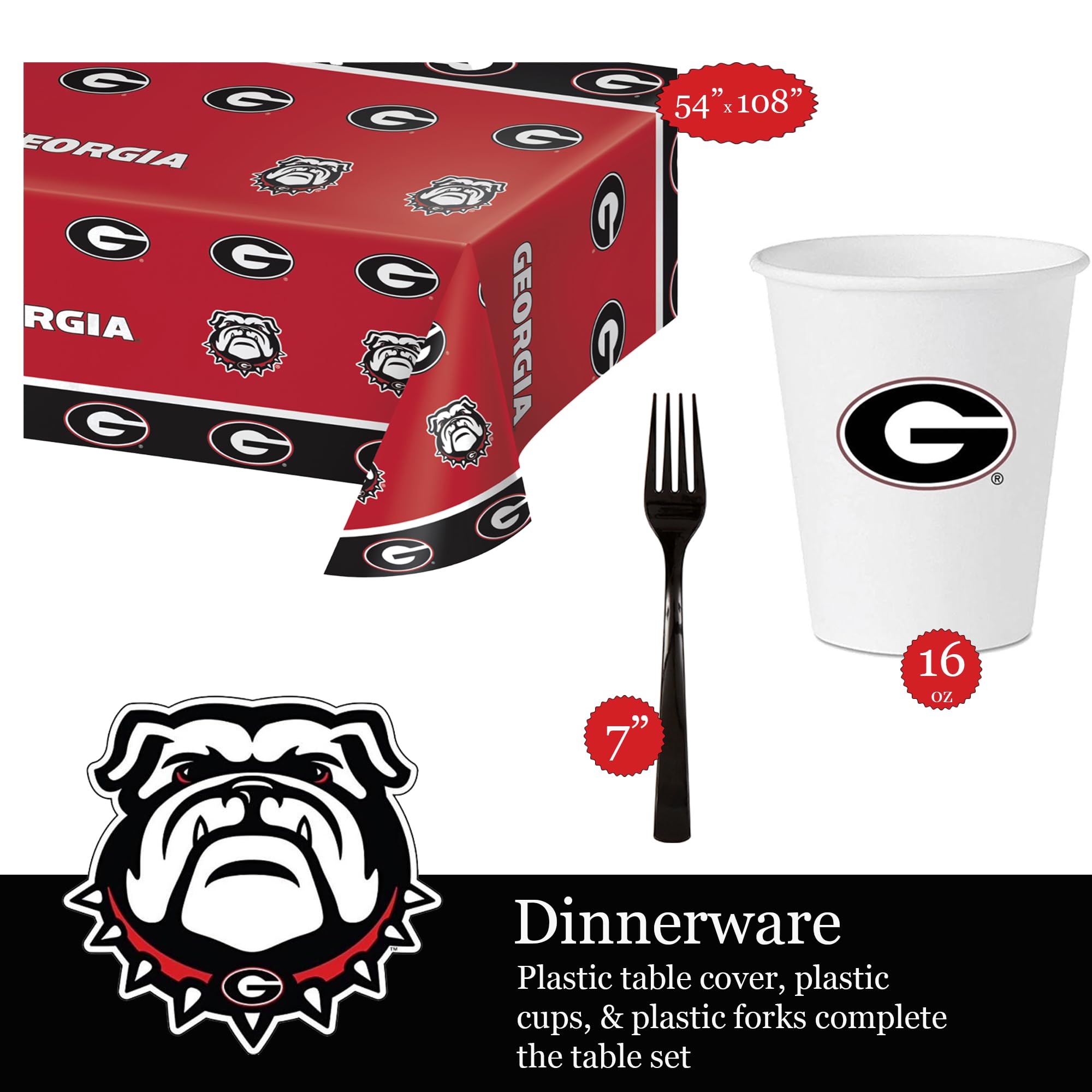 University of Georgia Party Supplies Bundle | University of Georgia Graduation Party Supplies | University of Georgia Tailgating Party Supplies (Tailgate Pack for 16)