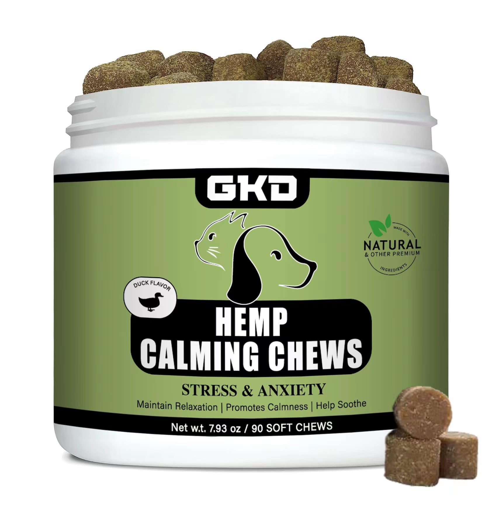 GKD Dog Calming Chews - Anxiety Relief Treats, Hemp Calming Chews for All Dogs Puppy Pets at Ease Relax Chews Dog Products Health Supplies Melatonin for Dogs