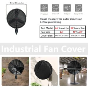 Bitubi Wall Mount Fan Cover,Waterproof Outdoor Fan Covers,Compatible for 18-20 Inch Industrial Fan and Pedestal Fan,Heavy Duty 600D oxford Dustproof Fan Cover,Black