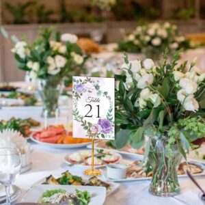 26 Pieces Wedding Table Numbers Cards 1-25 with Head Table Numbers - Purple Roses Double Sided 4x6in - Table Numbers for Wedding Reception/Party/Event