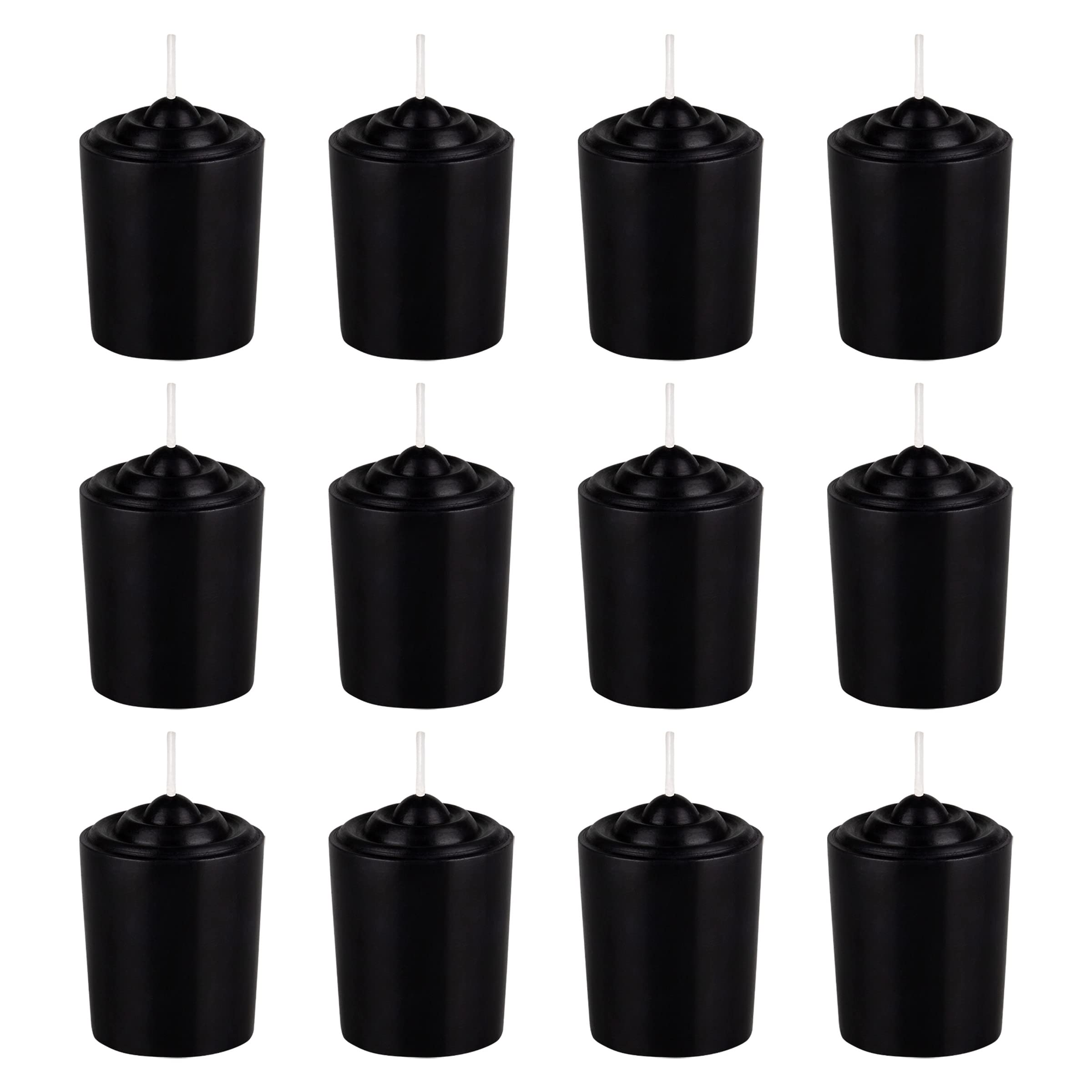 Mega Candles 12 pcs Unscented Black Votive Candle, Hand Poured Wax Candles 15 Hours 1.5 Inch x 2.25 Inch, Home Décor, Wedding Receptions, Baby Showers, Birthdays, Celebrations, Party Favors & More