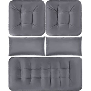 5 pieces wicker patio cushion sets include 1 loveseat 2 u-shape 2 matching chair cushions indoor outdoor tufted settee bench cushions replacement loveseat cushions for outdoor furniture (light gray)