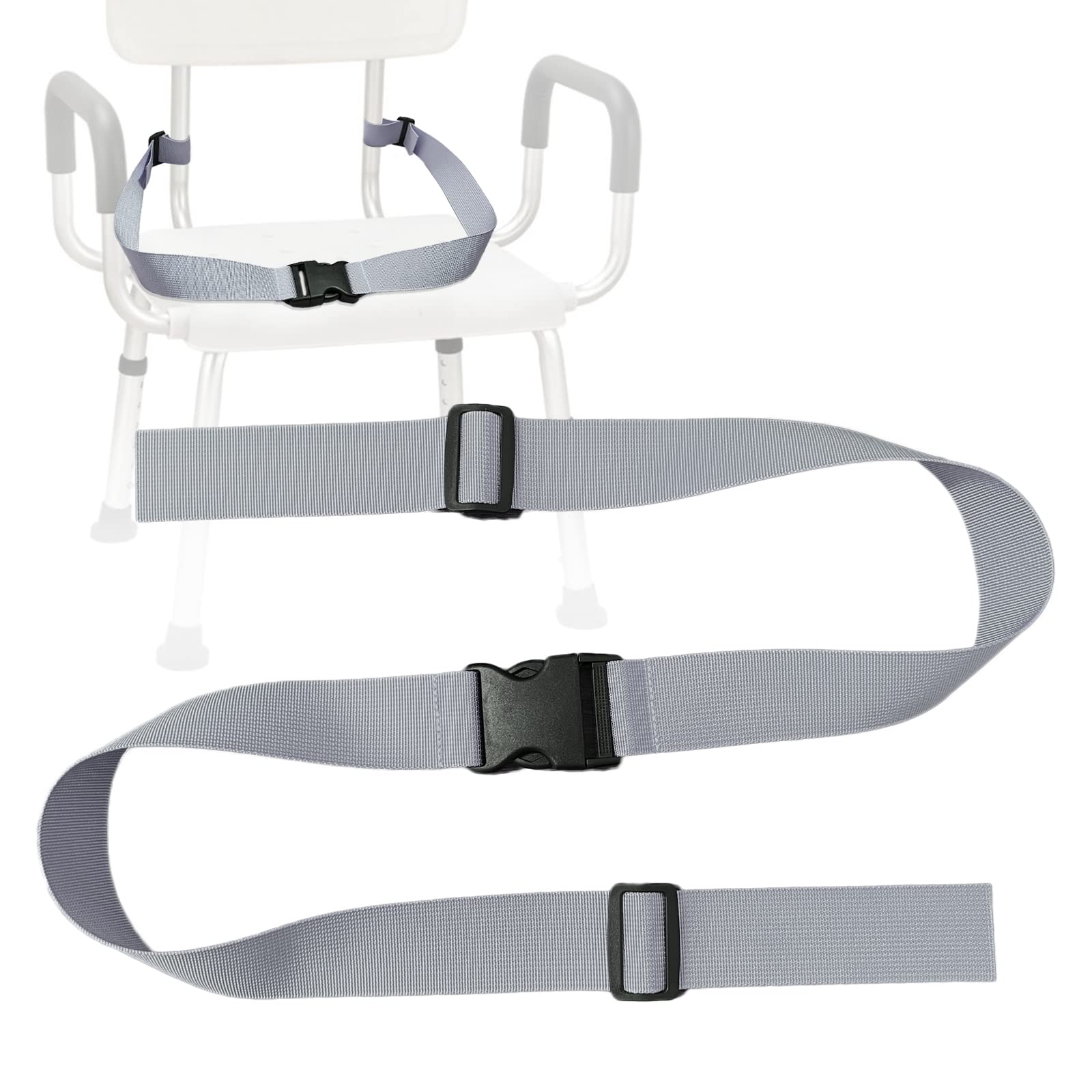 Elderly Shower Chair Seat Anti-Slip Belt, Universal Bath Bench Buckle Strap Nursing Care Supplies for Disabled Patient Bedridden (Grey)