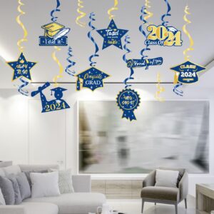 Navy-Blue Gold Graduation Party-Decorations Swirls-Streamers - 15pcs Class of 2023 Congratulations Congrats Decoration Swirls Proud of You Party Favors Supplies Panduola