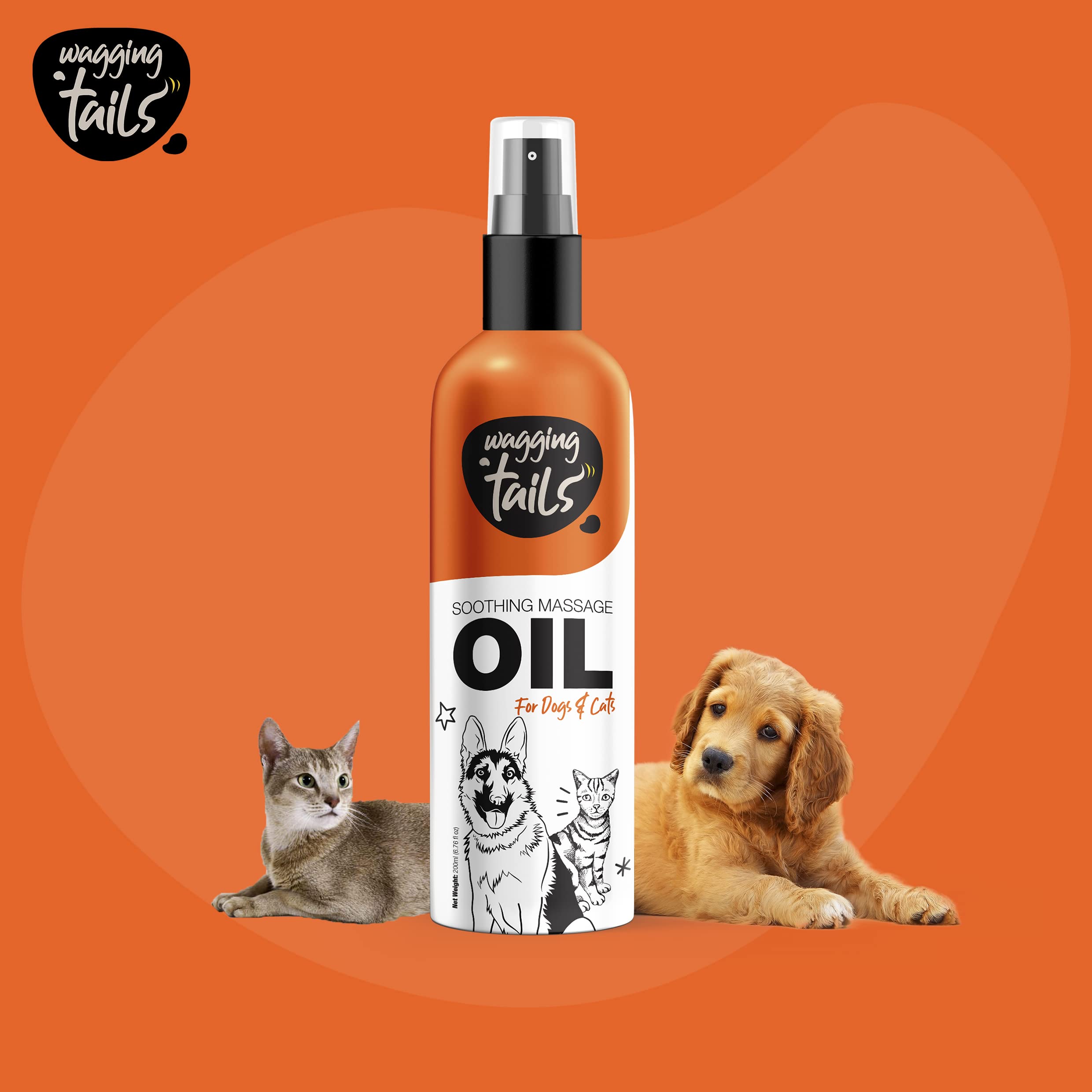 Wagging Tails 6-in-1 Soothing Oil 6.76 fl oz for Dogs | All Natural Ingredients Coconut Oil and Vitamin E Help Control Hair Fall & Improve Coat Shine and Softness