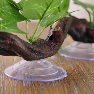 IBWell Resin Reptile Corner Branch Terrarium Plant Decoration with Suction Cup for Amphibian Lizard Snake Climbing Ornament