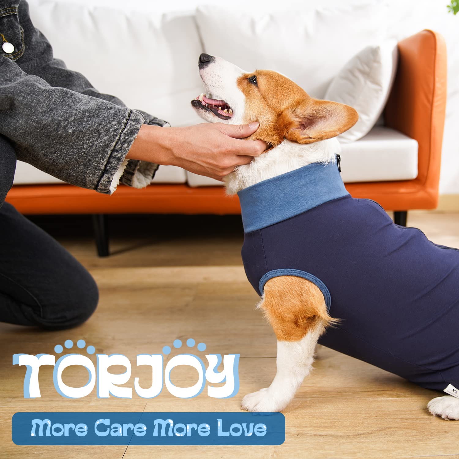 TORJOY Breathable Dog Surgery Recovery Suit for Male/Female, Professional Dog Recovery Onesie with Zipper After Spay Abdominal Wounds, Anti Licking Cone E-Collar Alternative for Small Medium Large Dog