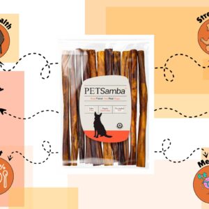 PETSamba 12 Inch Beef Collagen Sticks [12-Pack] – Collagen Bully Sticks for Dogs – All Natural – Highly Digestible