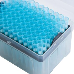 4E's USA 1000µL Pipette Tip - Universal Tips, RNase/DNase Free, Pyrogen Safe, Sterile Blue Pipette Tip with Filter, 96 Tips Racked